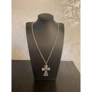 Silver & Black Cross Pendant Necklace Crucifix